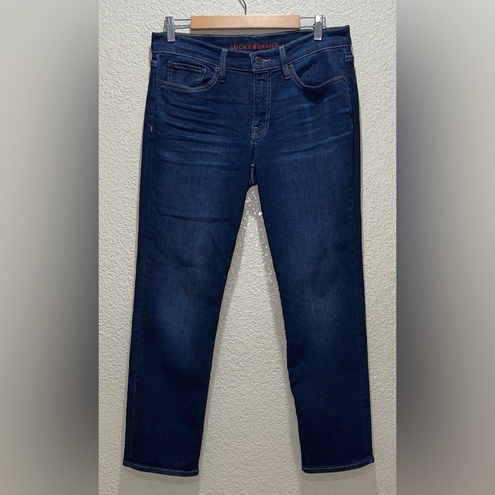 Lucky Brand Women's Mid Rise Deep Blue Straight Leg Jeans
